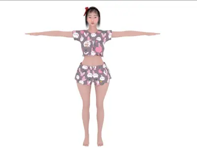 A woman big ass beauty model game character model in FBX format 3D model