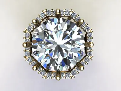 Ring56 engagement ring gold 3D model