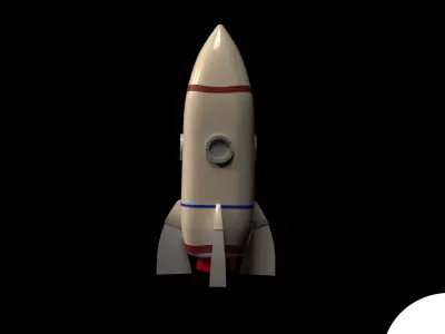 CARTOON WHITE  ROCKET  3D model