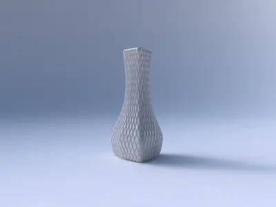 Vase puffy triangle with diagonal grid bulges 3D print model