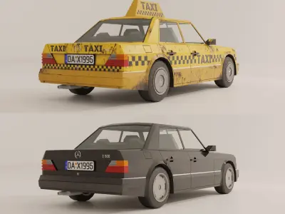 Mercedes Benz W1124 E-class Lowpoly game-ready Low-poly 3D model