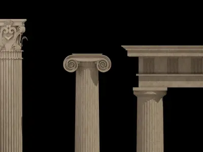 Classical column collection - Doric ionic corinthian Low-poly 3D model