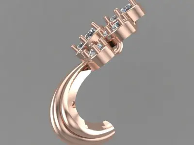Rose Gold Diamond Women Earring 3D print Model 3D print model