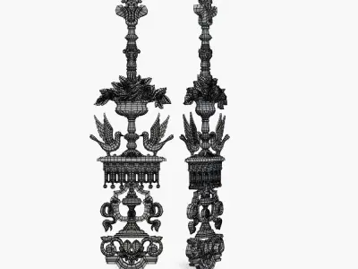 Baluster pair of ornate candlesticks 3D print model