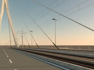 Cable-stayed bridge 3D model