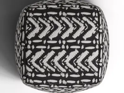 Black Cotton Pouf by Mariel 3D model
