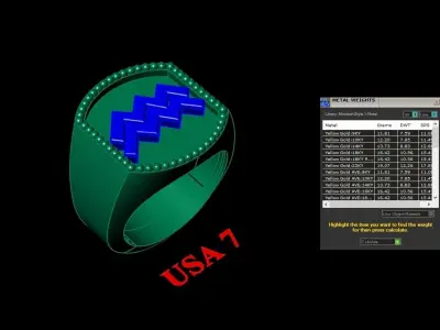 Aquarius Ring Version 2 For Print STL 3D print model