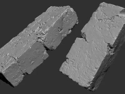 Realistic Damaged grey brick 3d scan highpoly 3D model