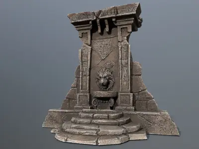 Lion fountain Low-poly 3D model