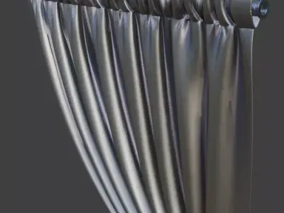 Luxury Silk Curtain with Tieback 3D model