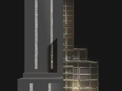 Factory tower in cutaway section 25i06 3D model