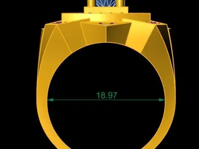 Luxury Multi Layer Emerald Diamond Ring for Men 321 3D print model