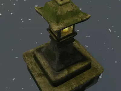 Stone lantern with candles 3D model