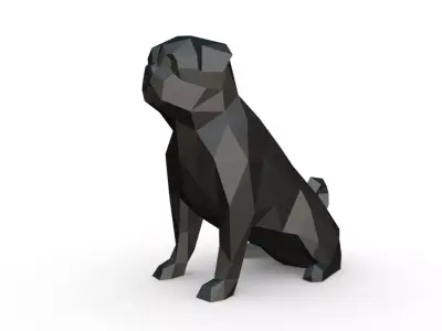 pug low poly 3D print model