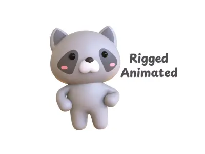 Chubby Ratel Animated for Games Low-poly 3D model