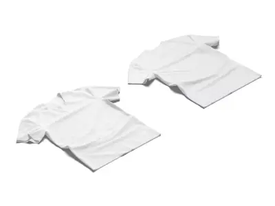 Flat Lay T-shirt front and back - wrinkled fabric tee-shirt Low-poly 3D model