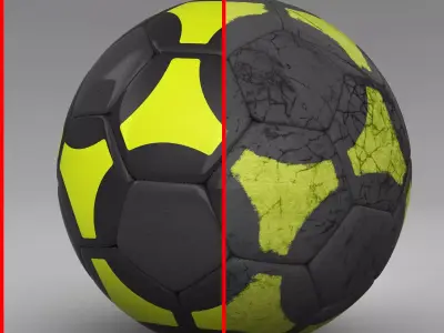 Soccerball black yellow Low-poly 3D model