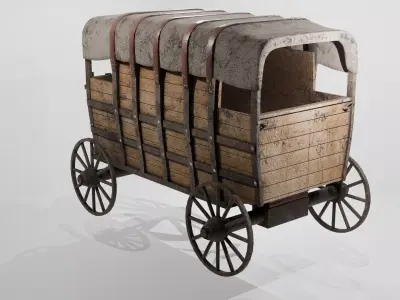 Realistic Covered Wagon 3D model