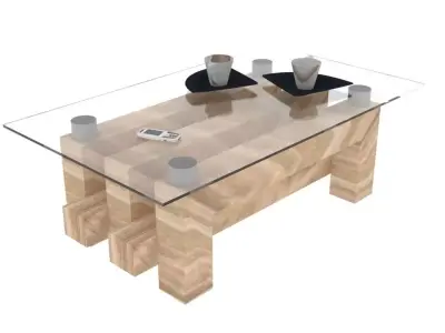 Table coffee with glass top Free 3D model