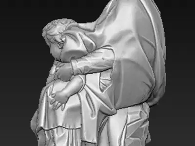 Madonna 3D Model statue of virgin and child 3D print model