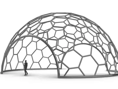 Hexagonal Dome structure Geodesic Like Wireframe Design V2 3D model