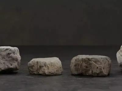 8 Photorealistic Travertine Stones Low-poly 3D model