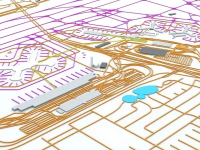 Las Vegas McCarran LAS Airport Roads Buildings and Public Trans 3D model