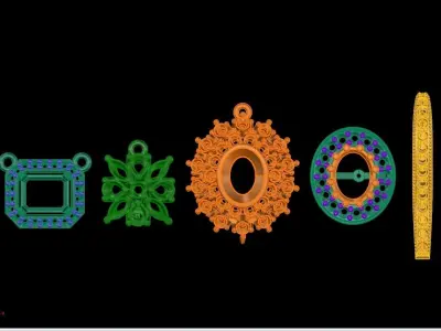 beautiful Tops pendant earring neckless 3D print model