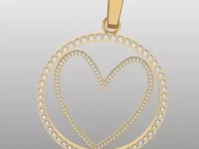 HEART SHAPED PENDANT WITH STONES - MODEL FOR PRODUCTION  3D print model