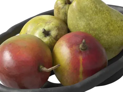 Nested bowl with mango and pears 3D model