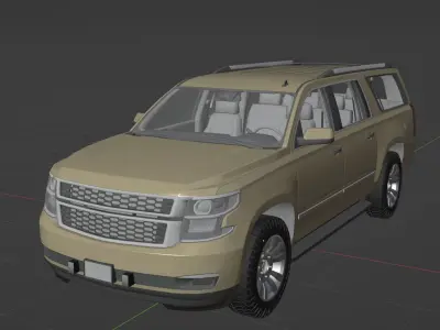 Game Ready Rigged Chevy Suburban de-badged PBR Low-poly 3D model