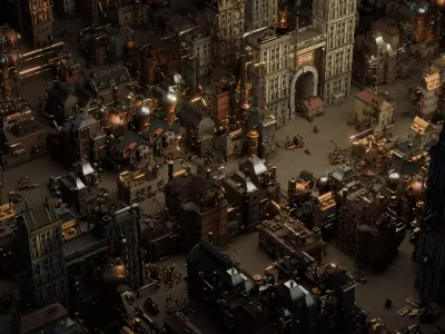 Steampunk Gears Disctrict 3D model