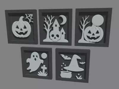 Halloween Pictures Frames 03 Low-poly 3D model