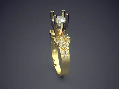 Luxury Ring With Heart Shaped Ornaments On The Sides CAD 5130 3D print model