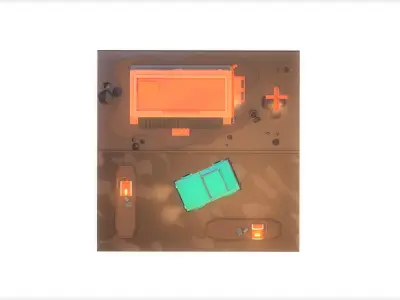 Gas Station Night Low Poly Low-poly 3D model