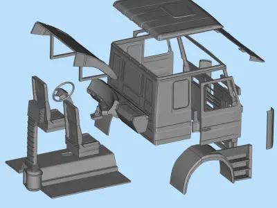 Cabin Printable Old Truck 3D Model STL 3D print model