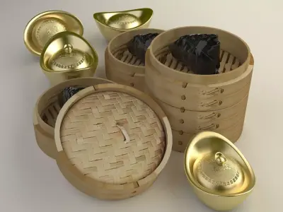 chinese gold ingot  3D model