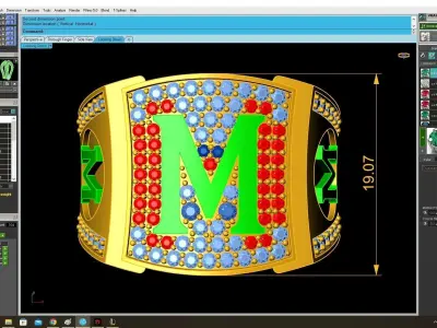 Luxury Letter M Ring 3D Model for Jewelry Casting 3826 3D print model