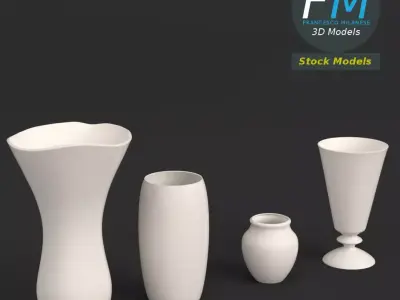 4 vases set three 3D model