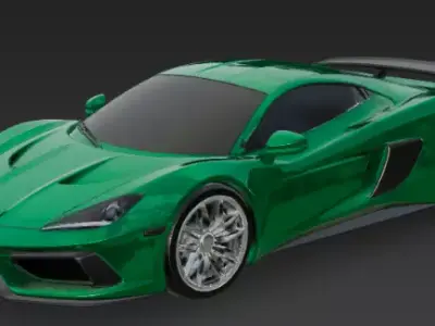 Green Ferrari Sport Car 3D Model Game Ready Glossy 3D model