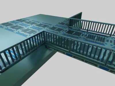 SCIFI-Bridge-Type-4 bridge with metal railings 3D model