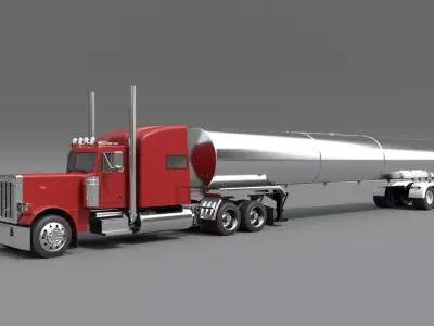 Red Peterbilt 389 truck at lowa 80 truck stop 3D model