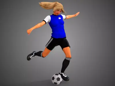 Caucasian Football Soccer Player Female  3D model