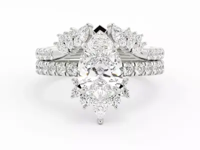 Beautiful Engagement Ring Set With Jacket 3DM and Rendering 3D print model