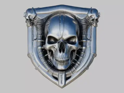 Metal Skull Embrace Low-poly 3D model