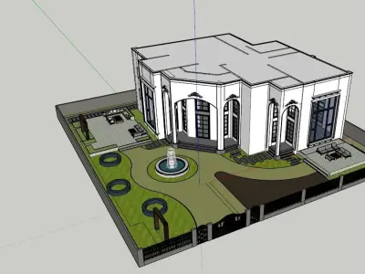 3D Exterior Scene 3D model design garden and landscape 3D model