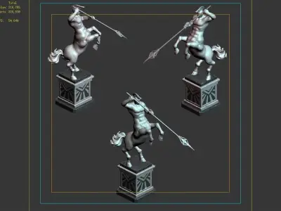 Stone Palace of underground - people horse sculpture 01 3D model