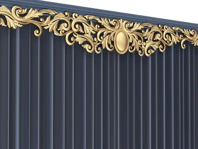 Cornice Classic Curtain 012 Low-poly 3D model