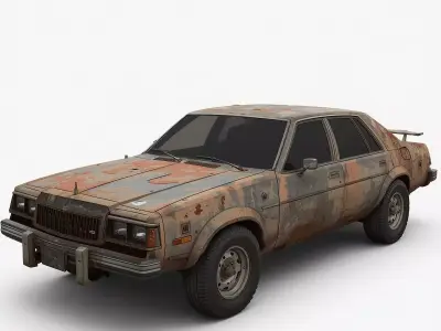 Wasteland Weathered Sedan 3D Model Low-poly 3D model