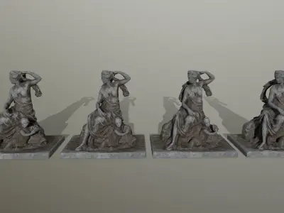 STATUE 1 of woman holding child Low-poly 3D model